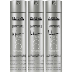 Loreal Infinium Pure Hairspray Extra Strong 300ml x 3