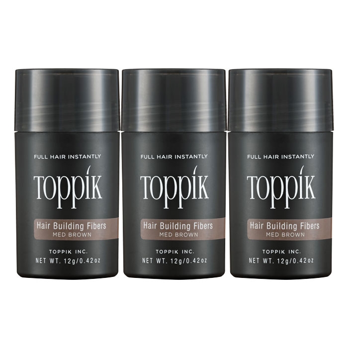 Toppik Hair Building Fibers Medium Brown - 3 x 12g